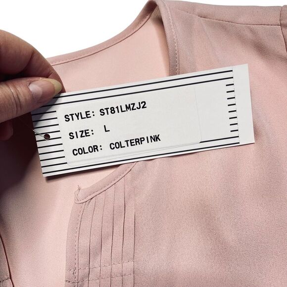 Romantic Feminine Pink Pintuck Blouse Sz L NWT - Picture 6 of 10